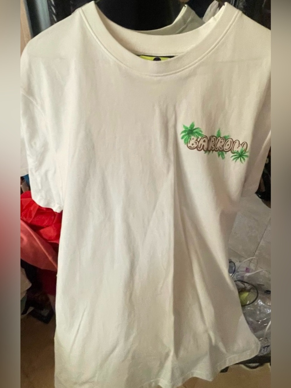 Arrow White Tee with Green Palm Graphic